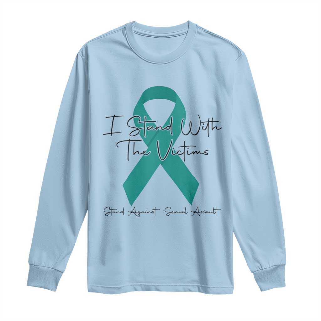 Sexual Assault Awareness Long Sleeve Shirt I Stand With The Victims TS14 Light Blue Print Your Wear