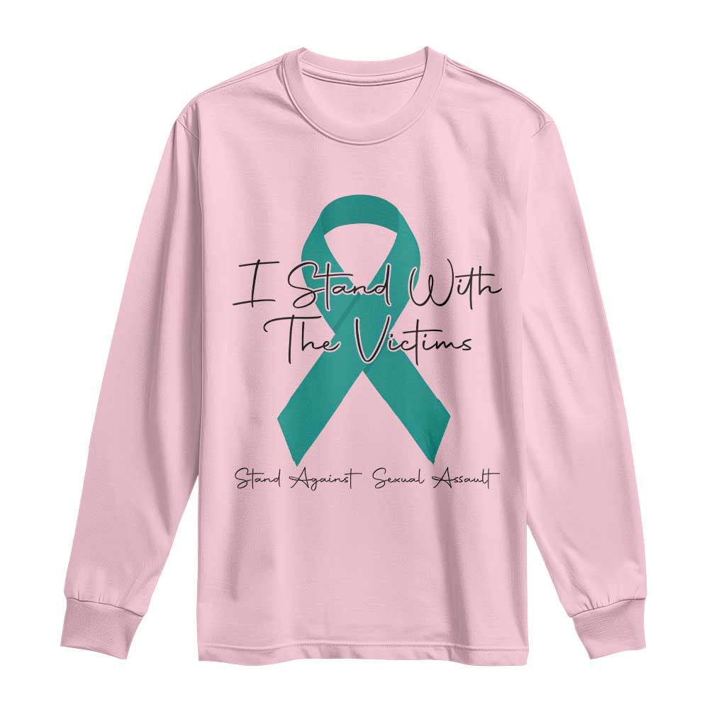 Sexual Assault Awareness Long Sleeve Shirt I Stand With The Victims TS14 Light Pink Print Your Wear