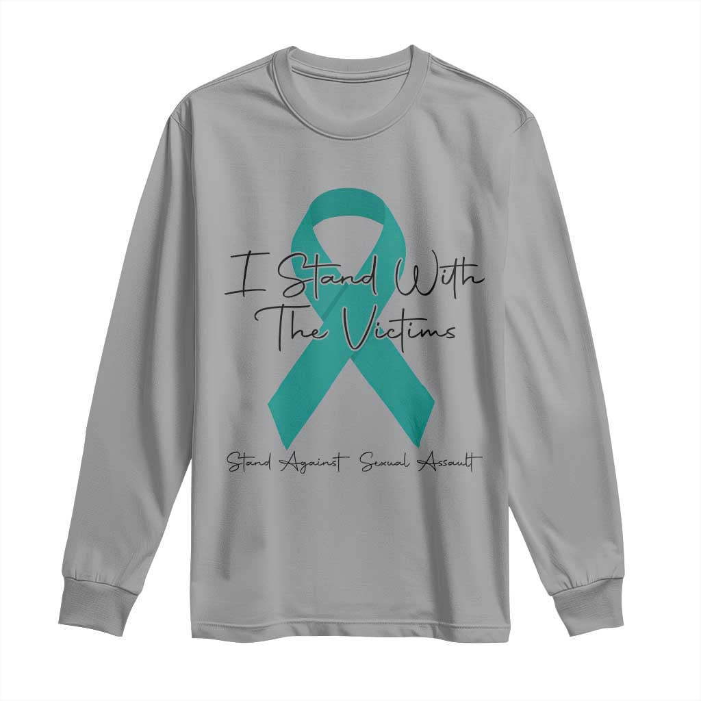 Sexual Assault Awareness Long Sleeve Shirt I Stand With The Victims TS14 Sport Gray Print Your Wear
