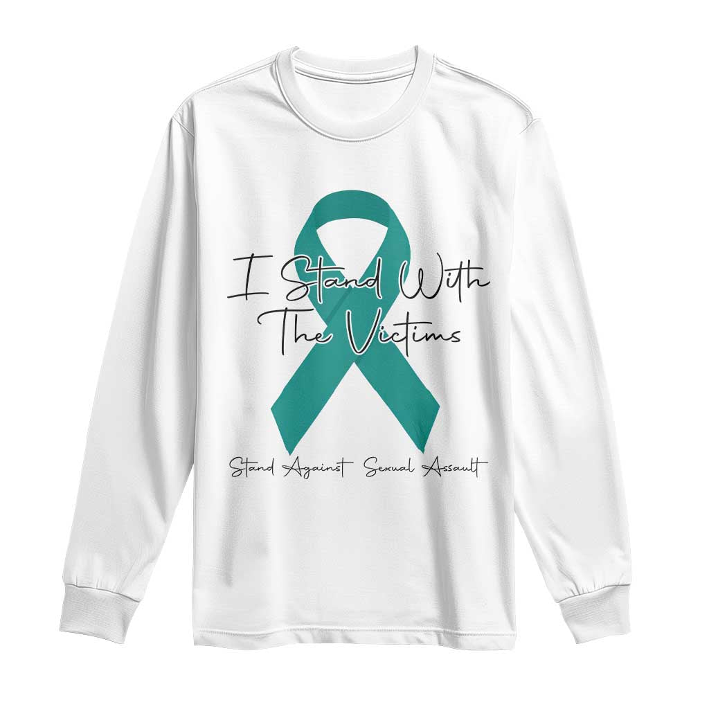 Sexual Assault Awareness Long Sleeve Shirt I Stand With The Victims TS14 White Print Your Wear