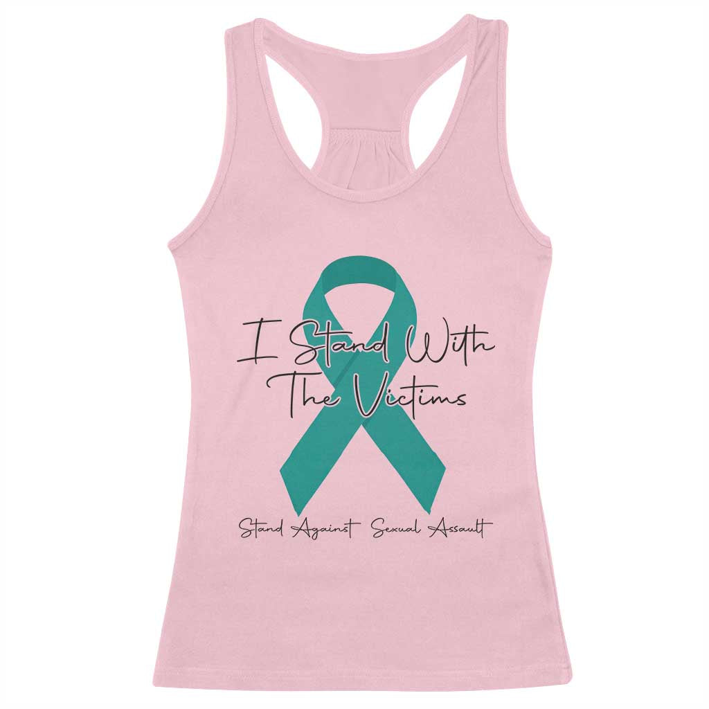 Sexual Assault Awareness Racerback Tank Top I Stand With The Victims TS14 Light Pink Print Your Wear