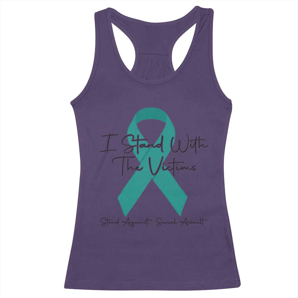 Sexual Assault Awareness Racerback Tank Top I Stand With The Victims TS14 Purple Print Your Wear