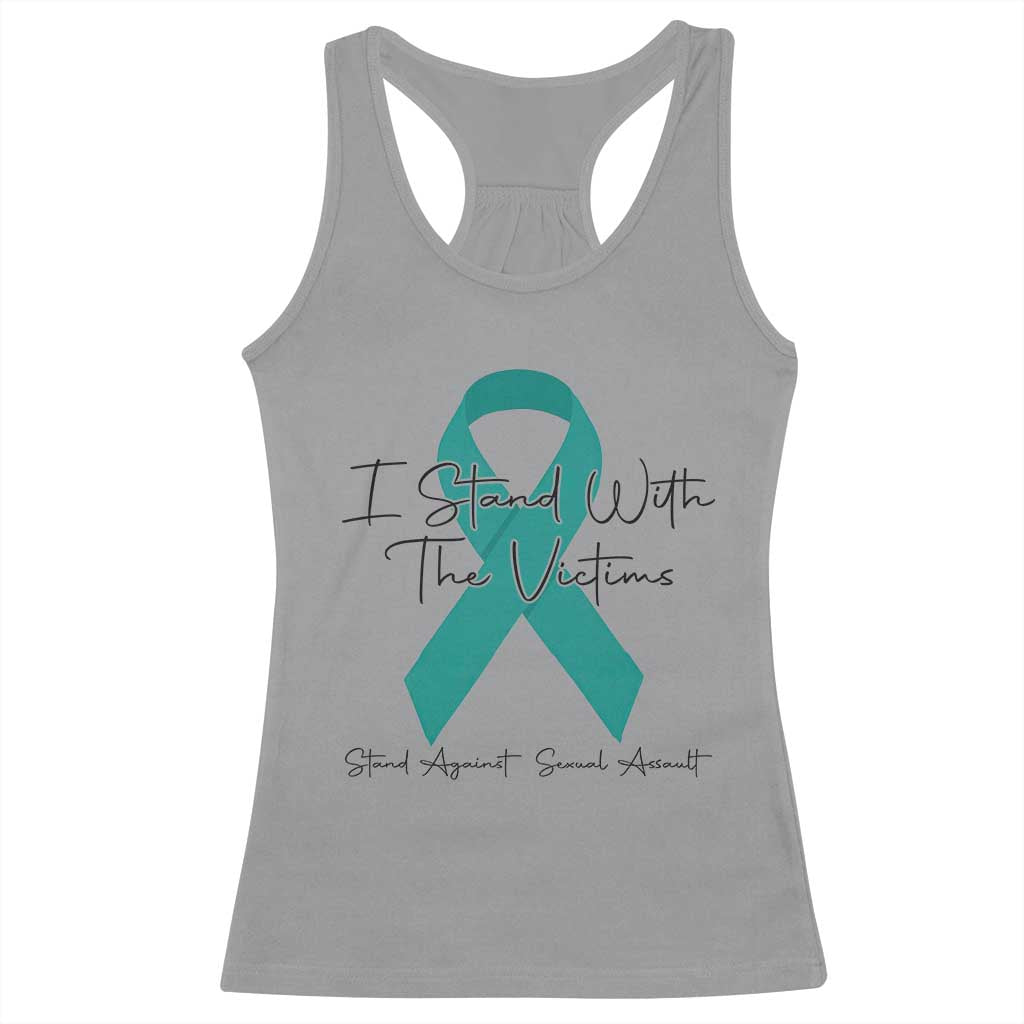 Sexual Assault Awareness Racerback Tank Top I Stand With The Victims TS14 Sport Gray Print Your Wear