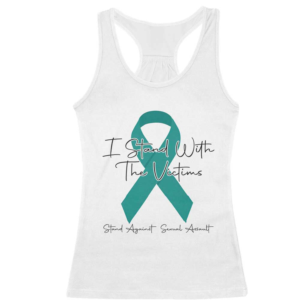 Sexual Assault Awareness Racerback Tank Top I Stand With The Victims TS14 White Print Your Wear