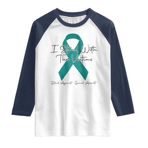 Sexual Assault Awareness Raglan Shirt I Stand With The Victims TS14 White Navy Print Your Wear