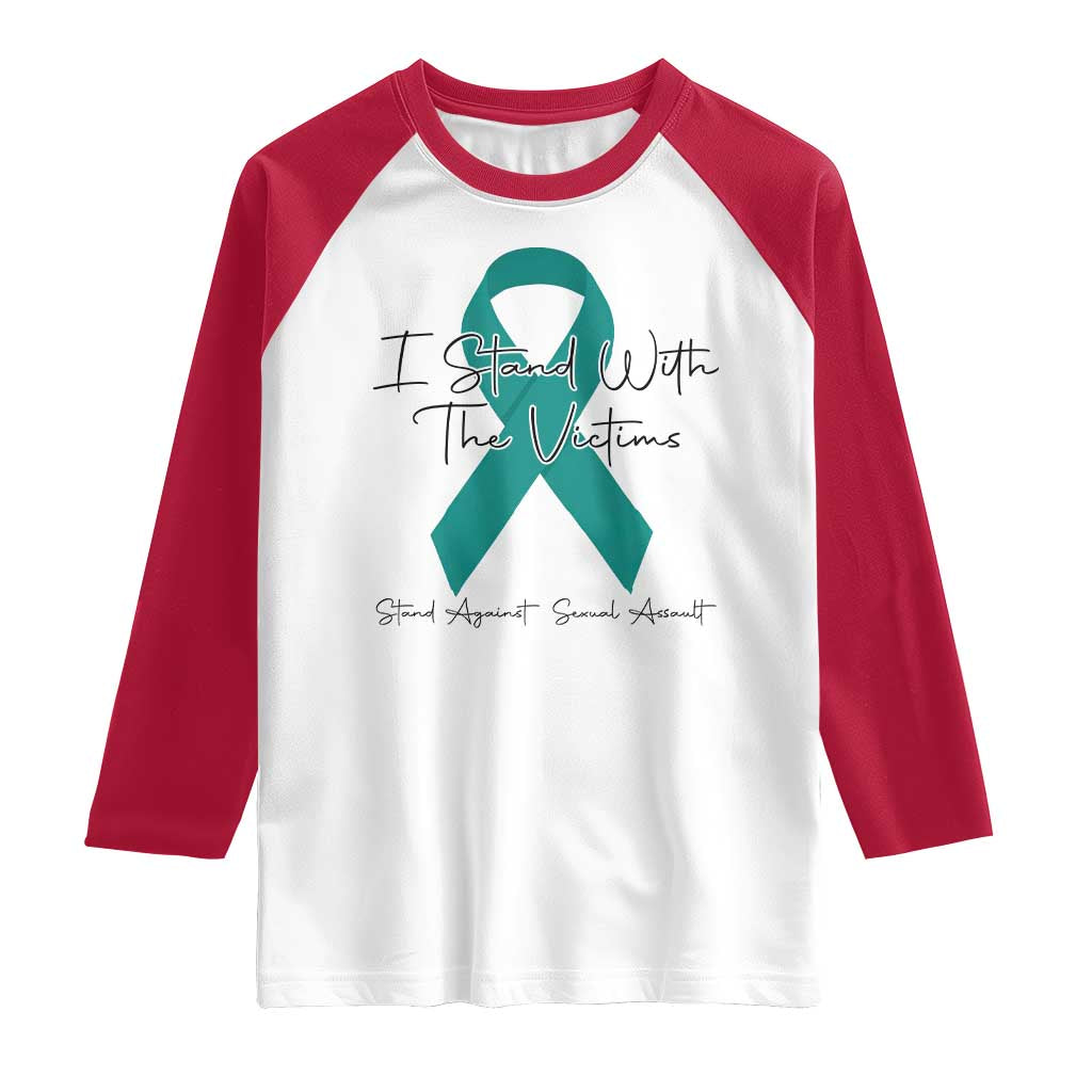Sexual Assault Awareness Raglan Shirt I Stand With The Victims TS14 White Red Print Your Wear