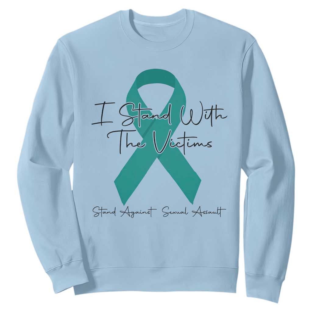 Sexual Assault Awareness Sweatshirt I Stand With The Victims TS14 Light Blue Print Your Wear