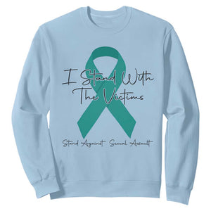 Sexual Assault Awareness Sweatshirt I Stand With The Victims TS14 Light Blue Print Your Wear