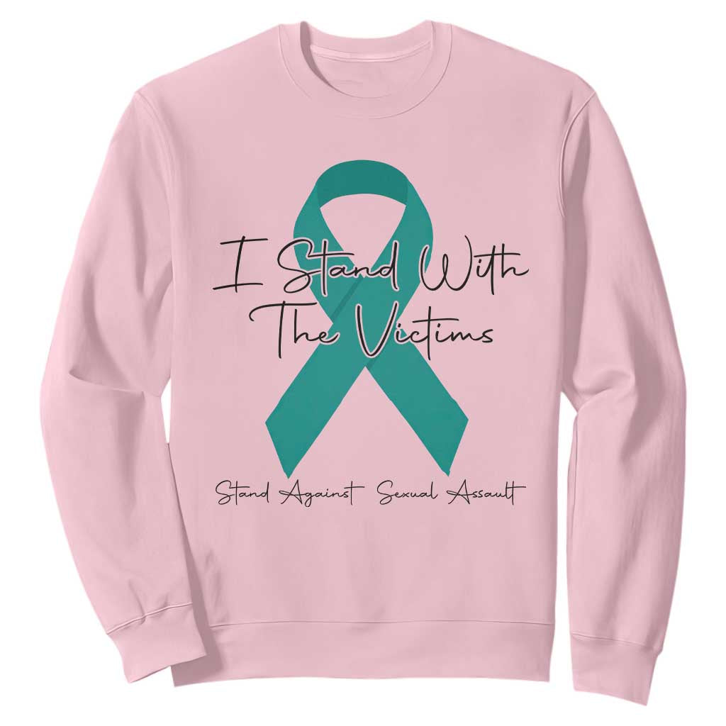 Sexual Assault Awareness Sweatshirt I Stand With The Victims TS14 Light Pink Print Your Wear
