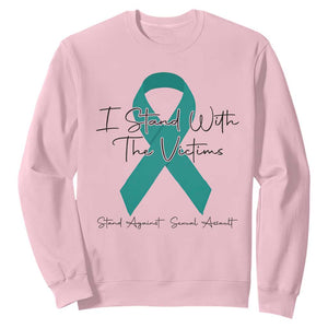 Sexual Assault Awareness Sweatshirt I Stand With The Victims TS14 Light Pink Print Your Wear