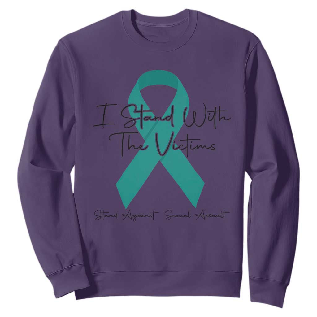 Sexual Assault Awareness Sweatshirt I Stand With The Victims TS14 Purple Print Your Wear