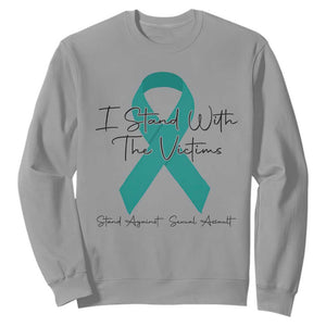 Sexual Assault Awareness Sweatshirt I Stand With The Victims TS14 Sport Gray Print Your Wear