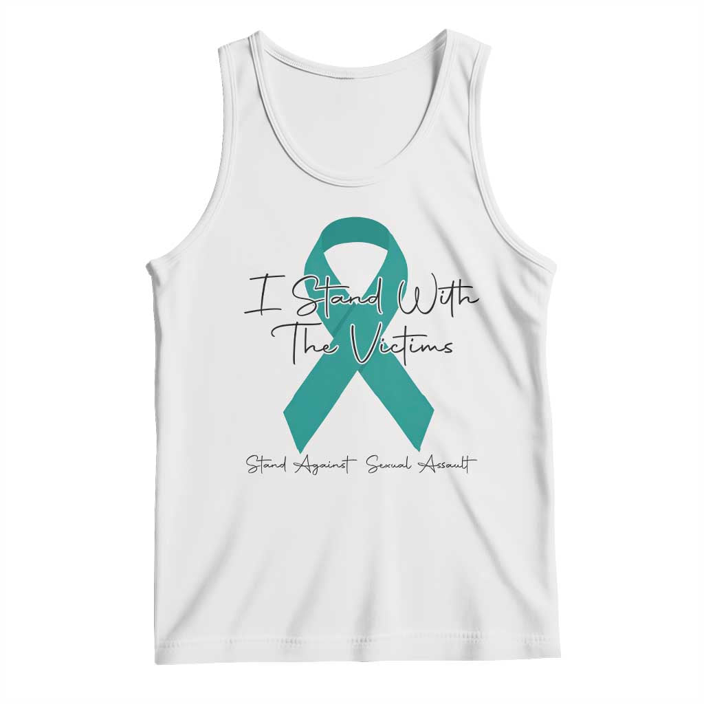Sexual Assault Awareness Tank Top I Stand With The Victims TS14 White Print Your Wear