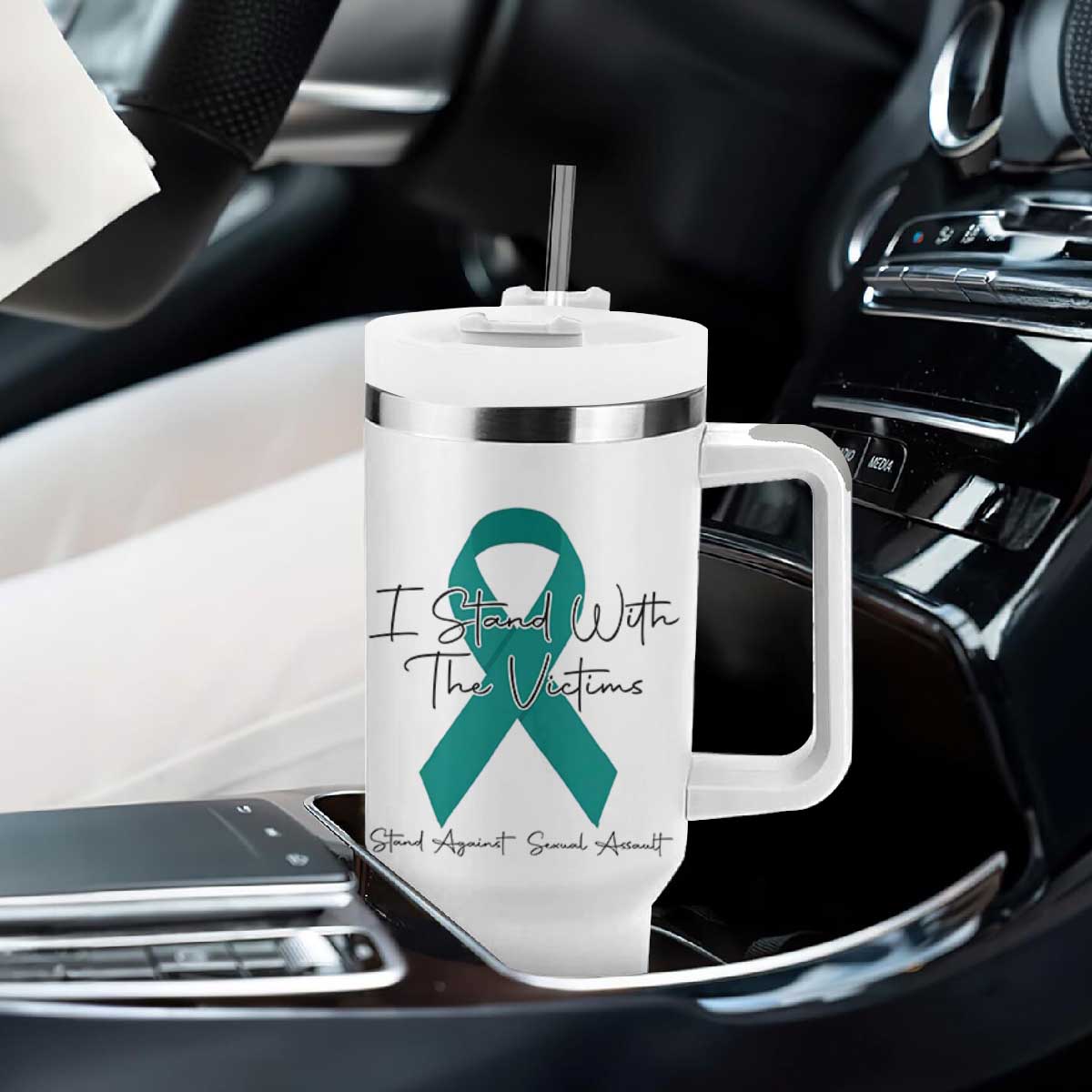 Sexual Assault Awareness Tumbler With Handle I Stand With The Victims TS14 Print Your Wear