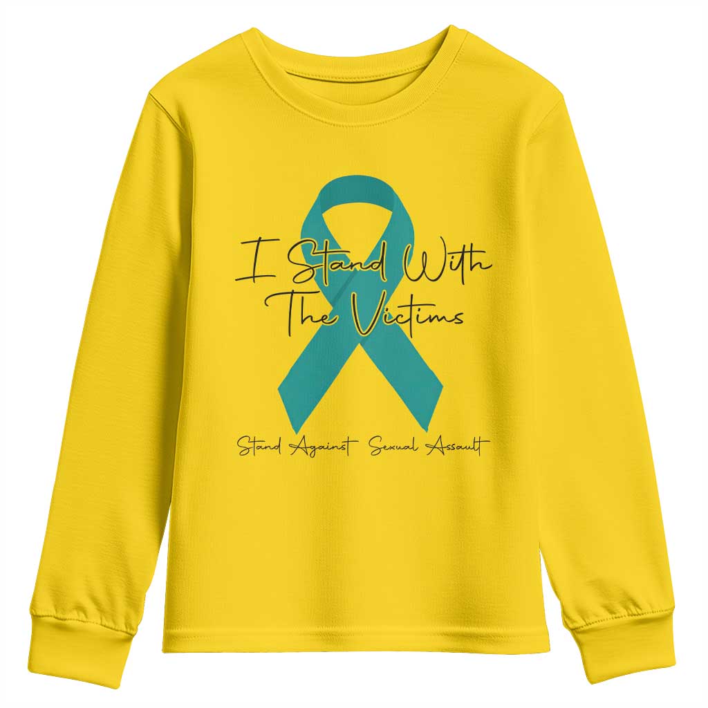 Sexual Assault Awareness Youth Sweatshirt I Stand With The Victims TS14 Daisy Print Your Wear