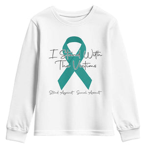 Sexual Assault Awareness Youth Sweatshirt I Stand With The Victims TS14 White Print Your Wear