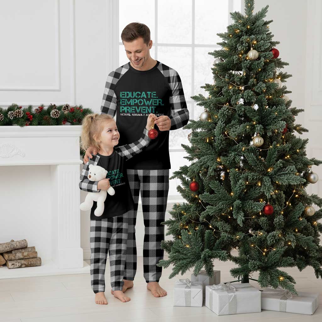 Sexual Assault Awareness Plaid Pajama Set Educate Empower Prevent TS14 White Plaid Print Your Wear