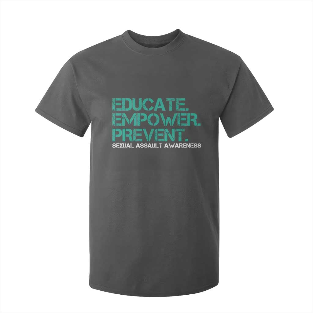 Sexual Assault Awareness T Shirt For Kid Educate Empower Prevent TS14 Dark Heather Print Your Wear