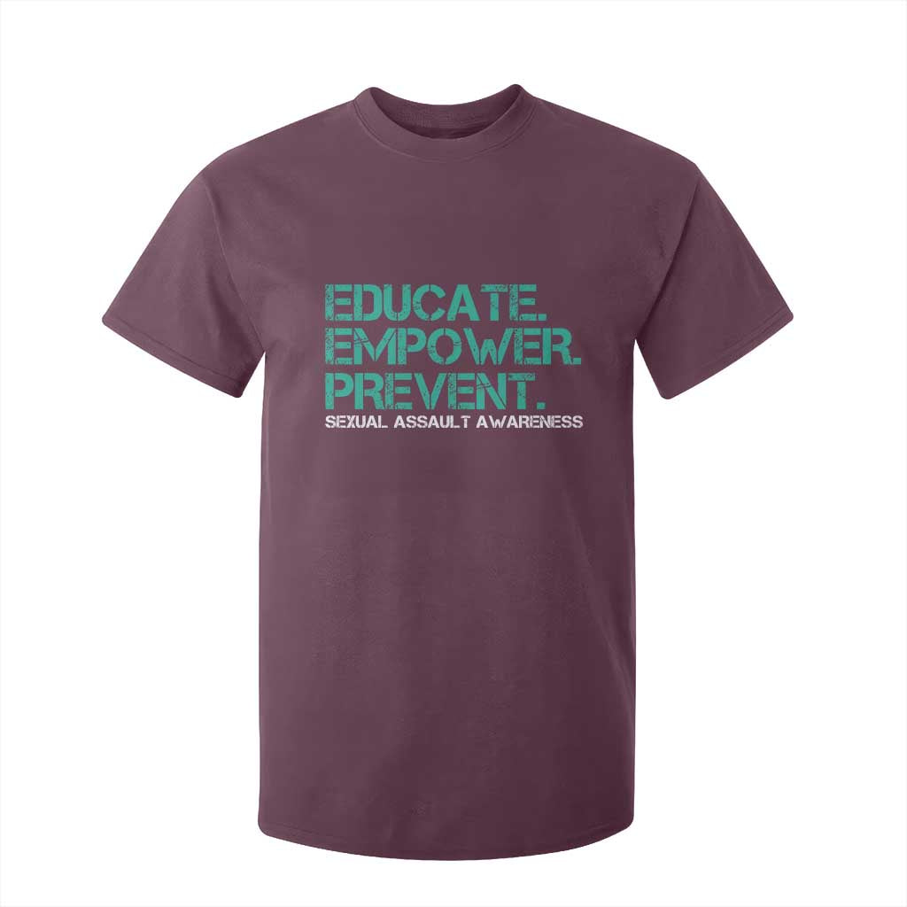 Sexual Assault Awareness T Shirt For Kid Educate Empower Prevent TS14 Maroon Print Your Wear