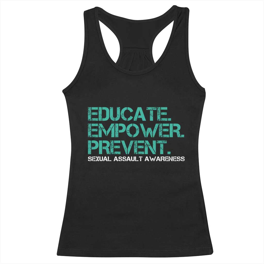 Sexual Assault Awareness Racerback Tank Top Educate Empower Prevent TS14 Black Print Your Wear