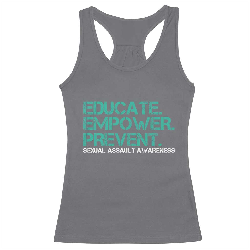 Sexual Assault Awareness Racerback Tank Top Educate Empower Prevent TS14 Charcoal Print Your Wear