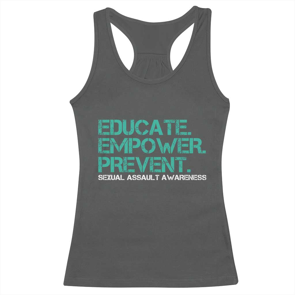 Sexual Assault Awareness Racerback Tank Top Educate Empower Prevent TS14 Dark Heather Print Your Wear