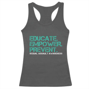 Sexual Assault Awareness Racerback Tank Top Educate Empower Prevent TS14 Dark Heather Print Your Wear