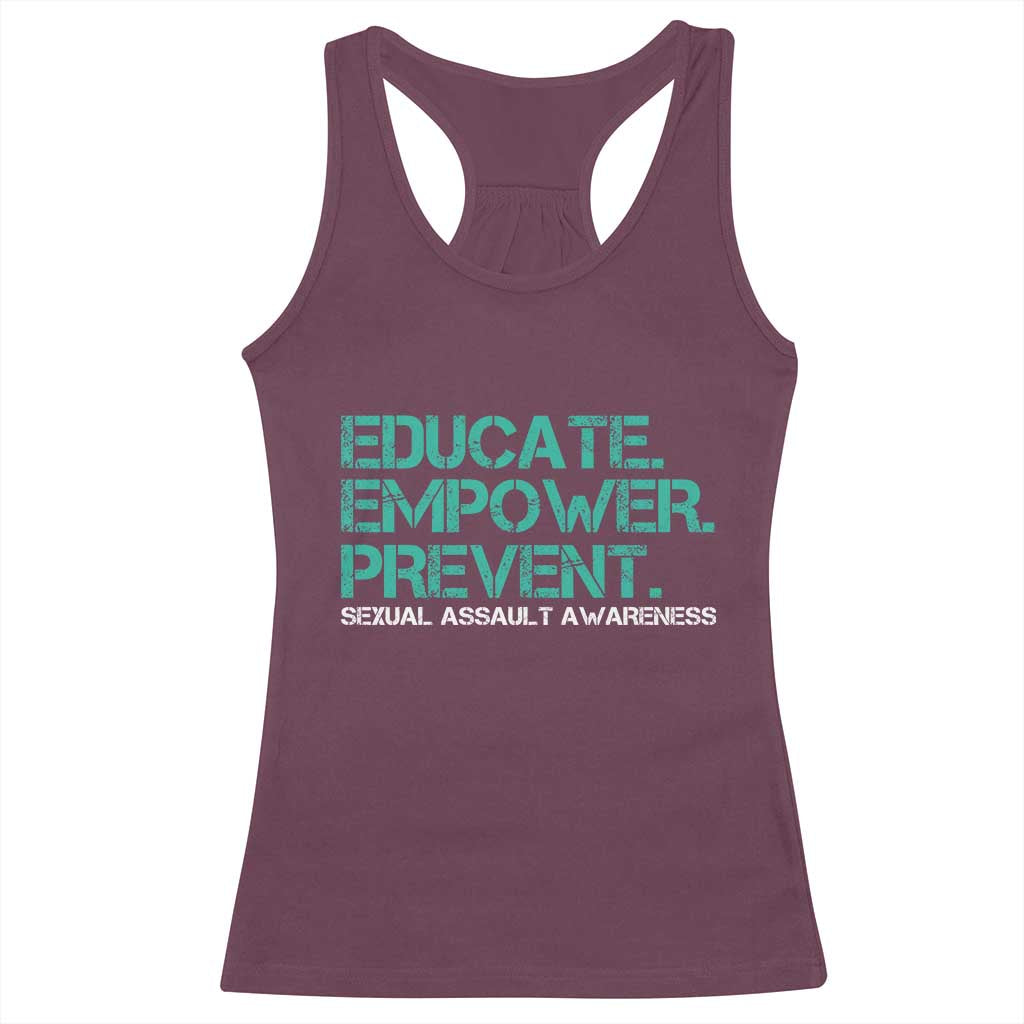Sexual Assault Awareness Racerback Tank Top Educate Empower Prevent TS14 Maroon Print Your Wear