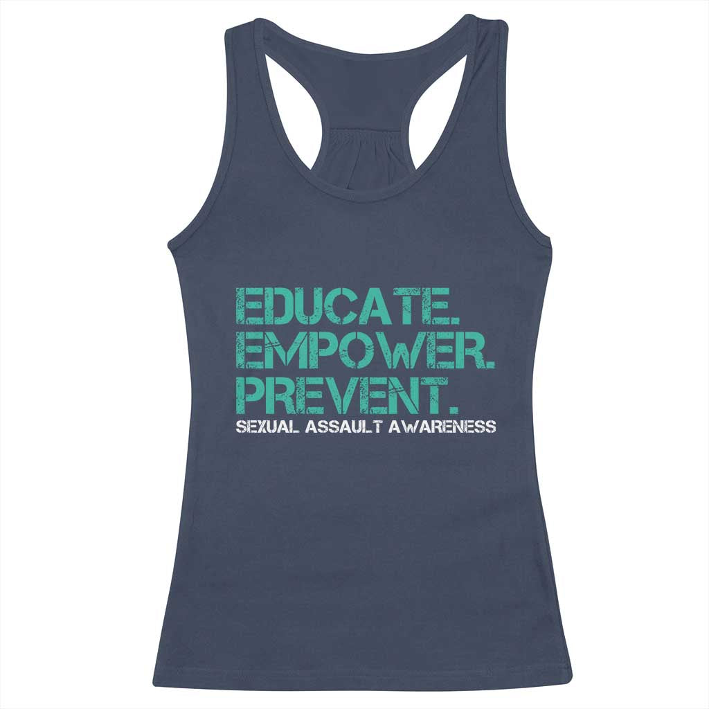 Sexual Assault Awareness Racerback Tank Top Educate Empower Prevent TS14 Navy Print Your Wear