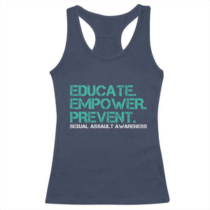 Sexual Assault Awareness Racerback Tank Top Educate Empower Prevent TS14 Navy Print Your Wear