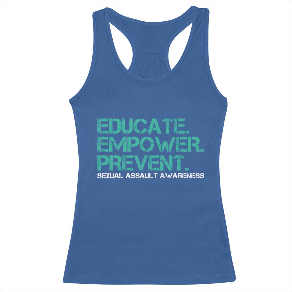 Sexual Assault Awareness Racerback Tank Top Educate Empower Prevent TS14 Royal Blue Print Your Wear