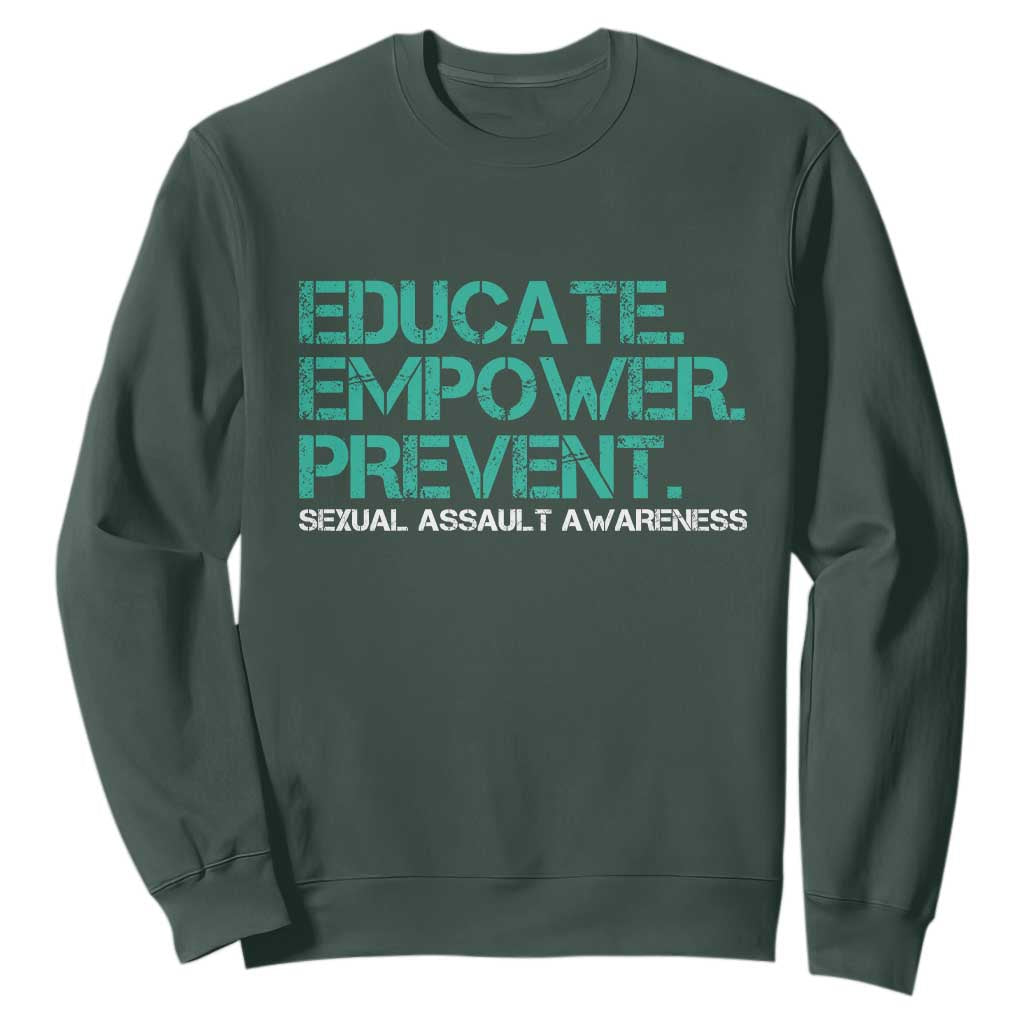 Sexual Assault Awareness Sweatshirt Educate Empower Prevent TS14 Dark Forest Green Print Your Wear