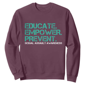 Sexual Assault Awareness Sweatshirt Educate Empower Prevent TS14 Maroon Print Your Wear