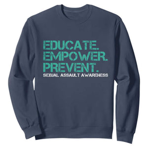 Sexual Assault Awareness Sweatshirt Educate Empower Prevent TS14 Navy Print Your Wear