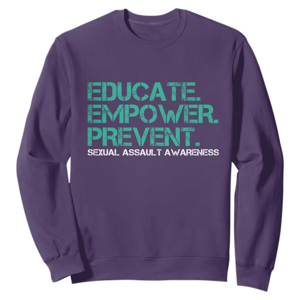 Sexual Assault Awareness Sweatshirt Educate Empower Prevent TS14 Purple Print Your Wear
