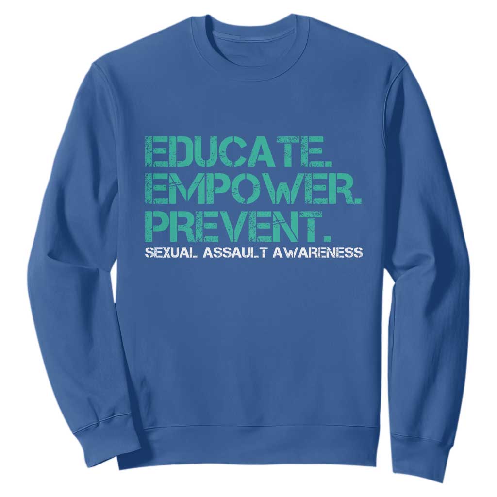 Sexual Assault Awareness Sweatshirt Educate Empower Prevent TS14 Royal Blue Print Your Wear