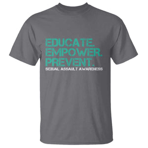 Sexual Assault Awareness T Shirt Educate Empower Prevent TS14 Charcoal Print Your Wear