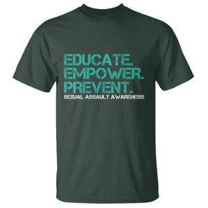 Sexual Assault Awareness T Shirt Educate Empower Prevent TS14 Dark Forest Green Print Your Wear