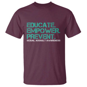 Sexual Assault Awareness T Shirt Educate Empower Prevent TS14 Maroon Print Your Wear