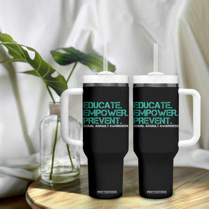 Sexual Assault Awareness Tumbler With Handle Educate Empower Prevent TS14 Print Your Wear