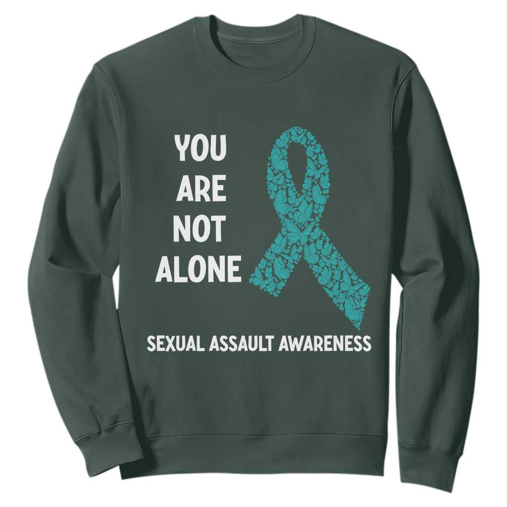 Sexual Assault Awareness Sweatshirt You Are Not Alone TS14 Dark Forest Green Print Your Wear