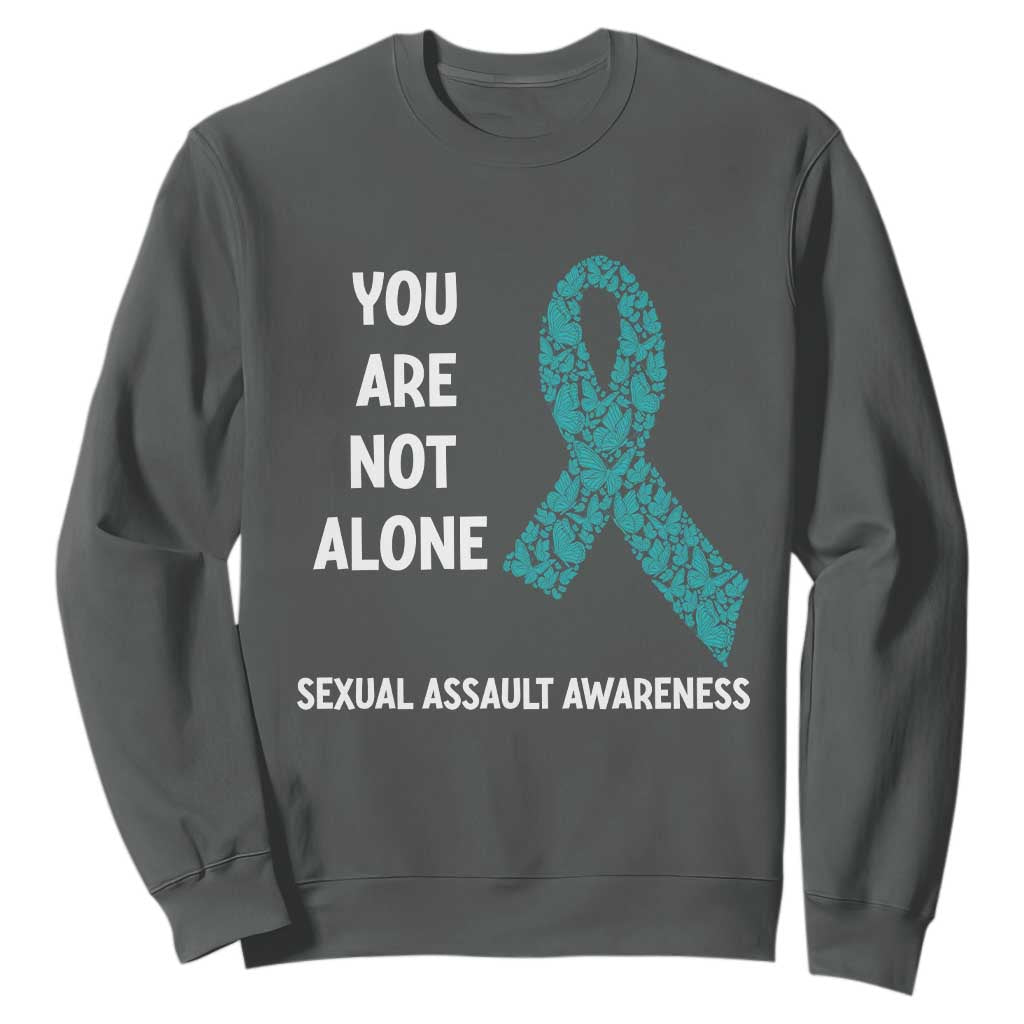 Sexual Assault Awareness Sweatshirt You Are Not Alone TS14 Dark Heather Print Your Wear