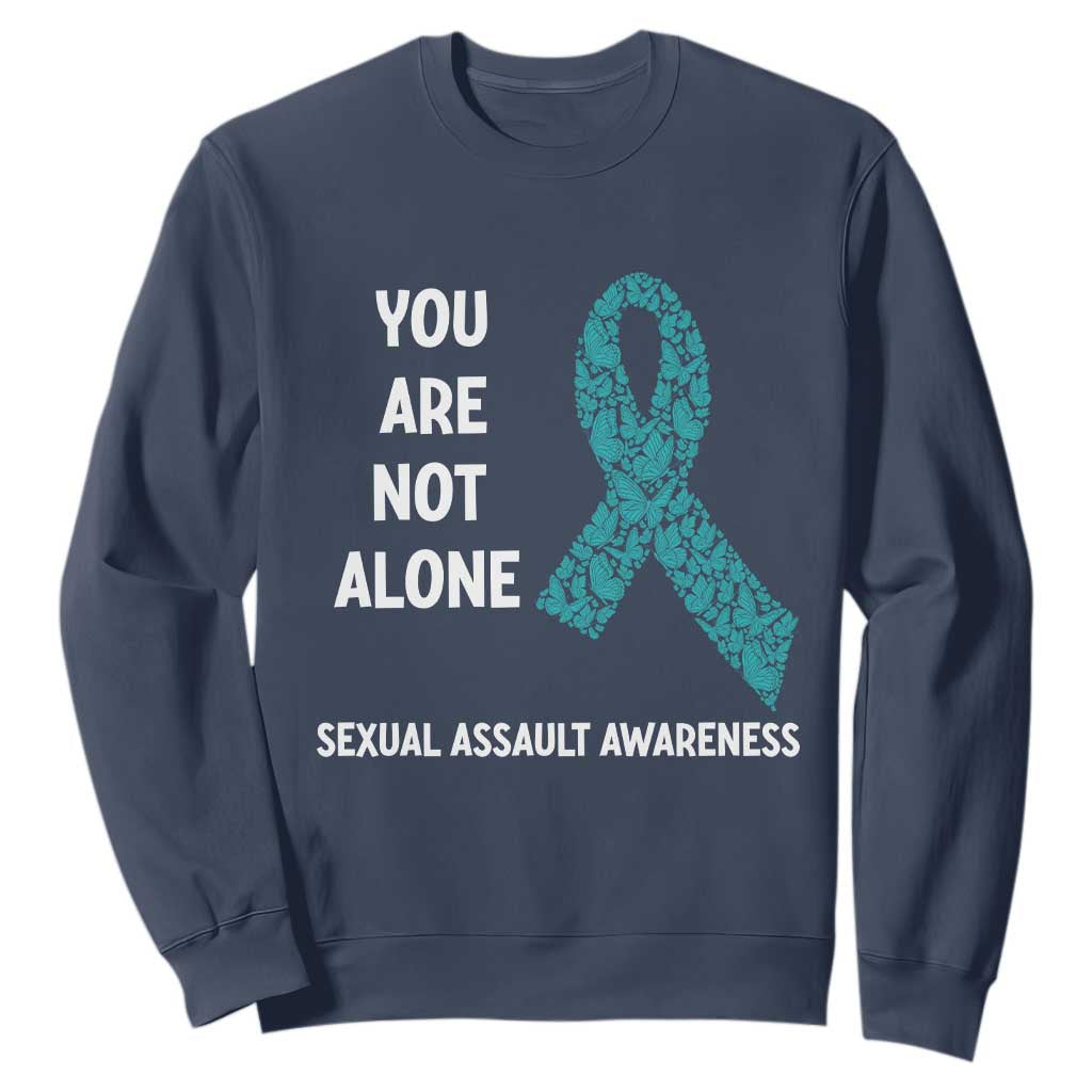 Sexual Assault Awareness Sweatshirt You Are Not Alone TS14 Navy Print Your Wear