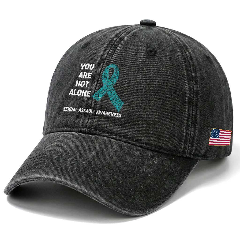 Sexual Assault Awareness Washed Cotton Baseball Cap You Are Not Alone TS14 Print Your Wear