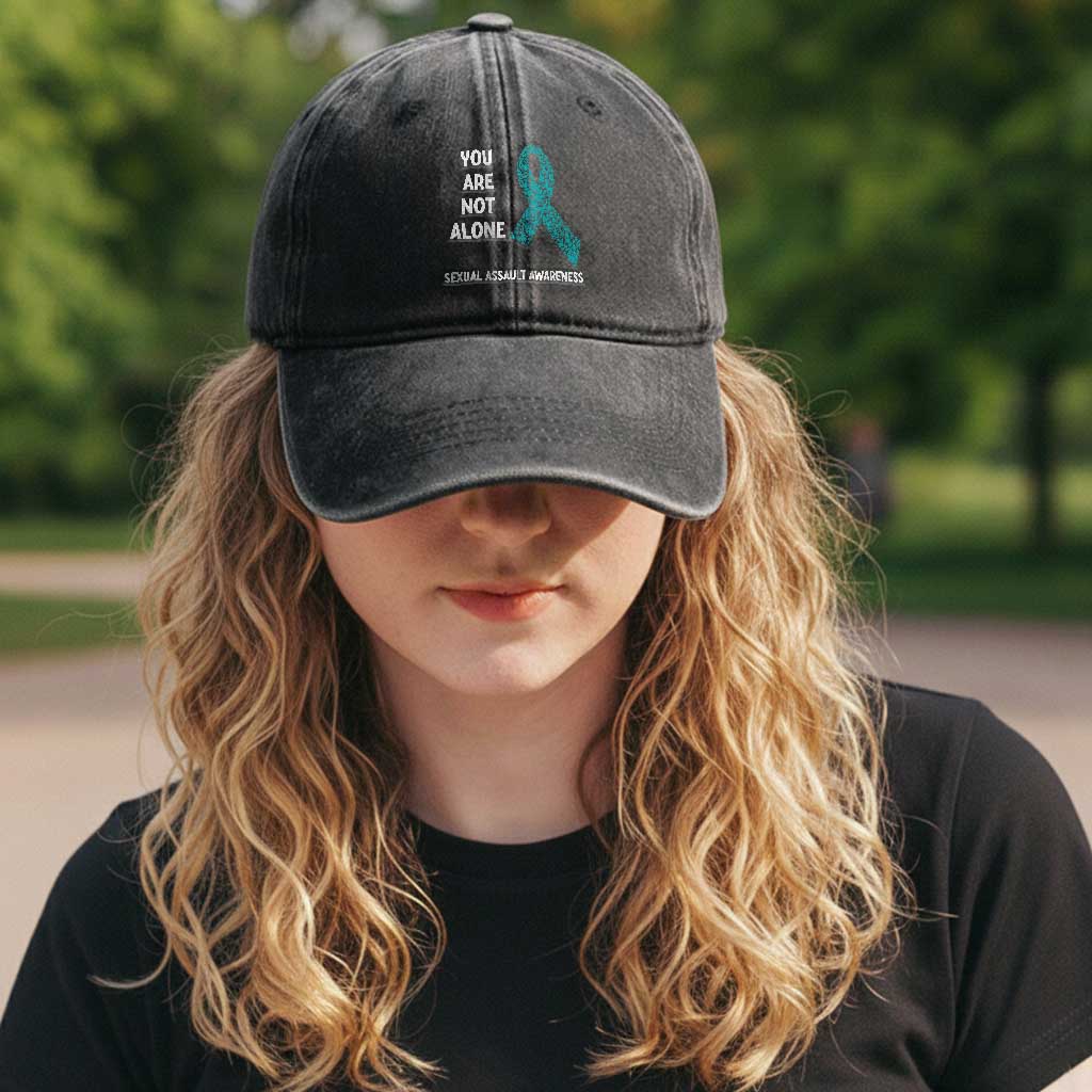Sexual Assault Awareness Washed Cotton Baseball Cap You Are Not Alone TS14 Print Your Wear