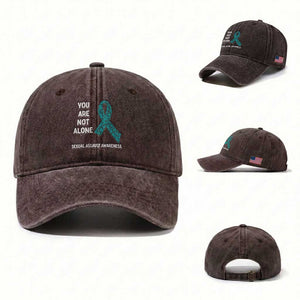 Sexual Assault Awareness Washed Cotton Baseball Cap You Are Not Alone TS14 Washed Cap Universal Fit Dark Brown Print Your Wear