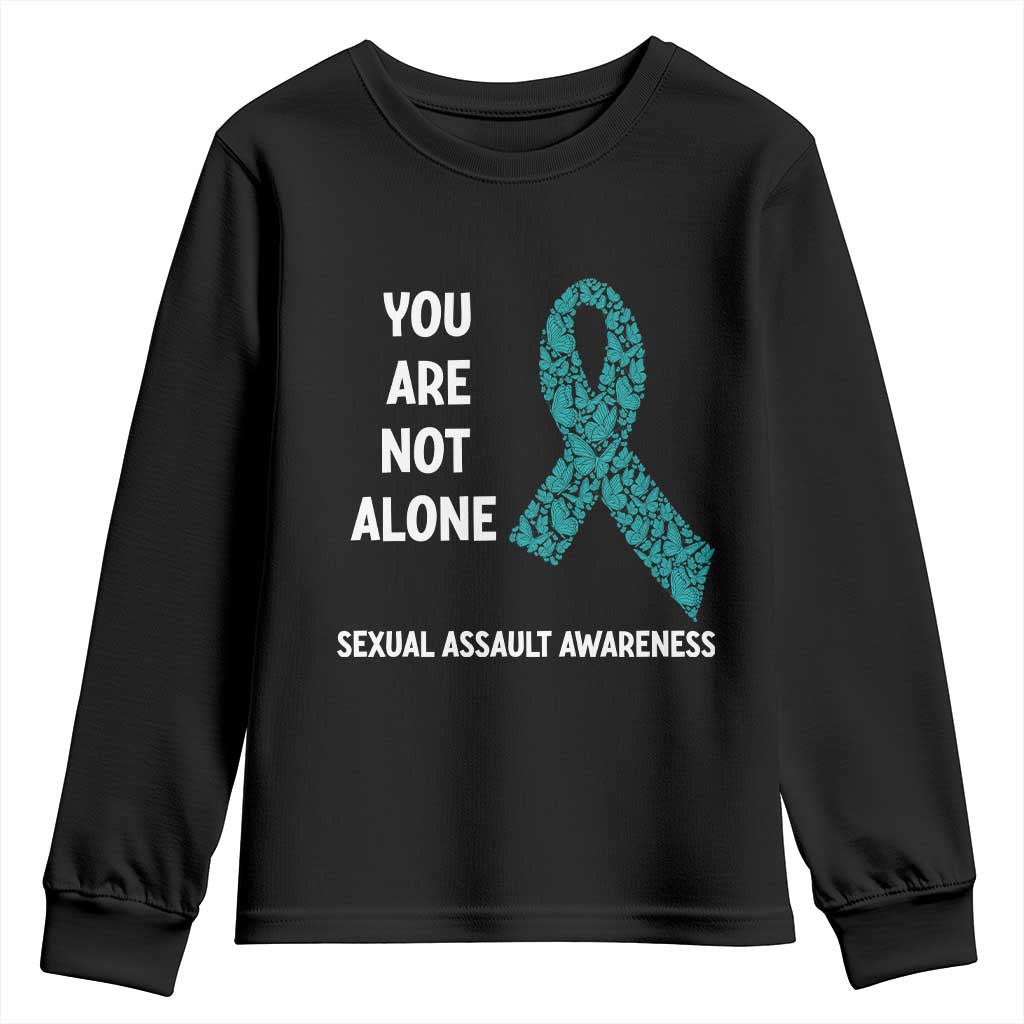 Sexual Assault Awareness Youth Sweatshirt You Are Not Alone TS14 Black Print Your Wear