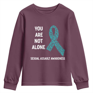 Sexual Assault Awareness Youth Sweatshirt You Are Not Alone TS14 Maroon Print Your Wear