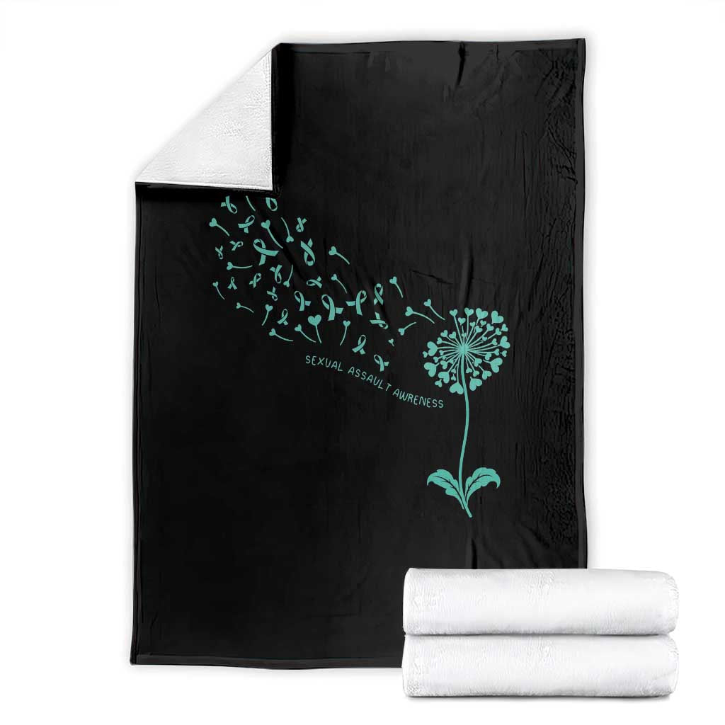 Sexual Assault Awareness Throw Blanket Teal Dandelion Ribbons TS14 Black Print Your Wear