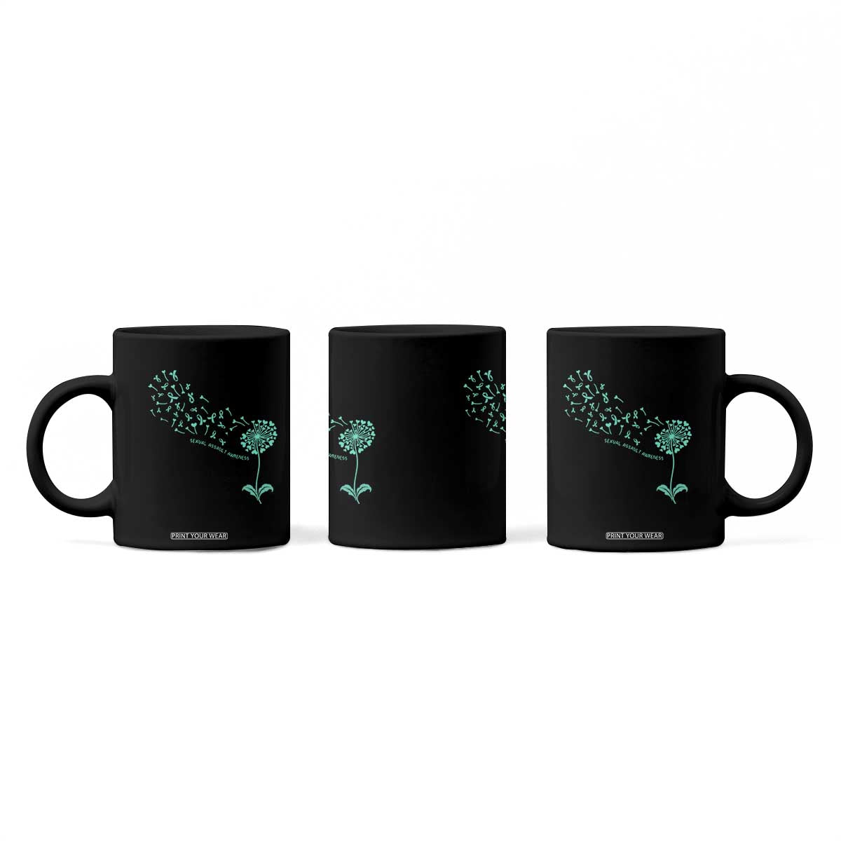 Sexual Assault Awareness Coffee Mug Teal Dandelion Ribbons TS14 Print Your Wear